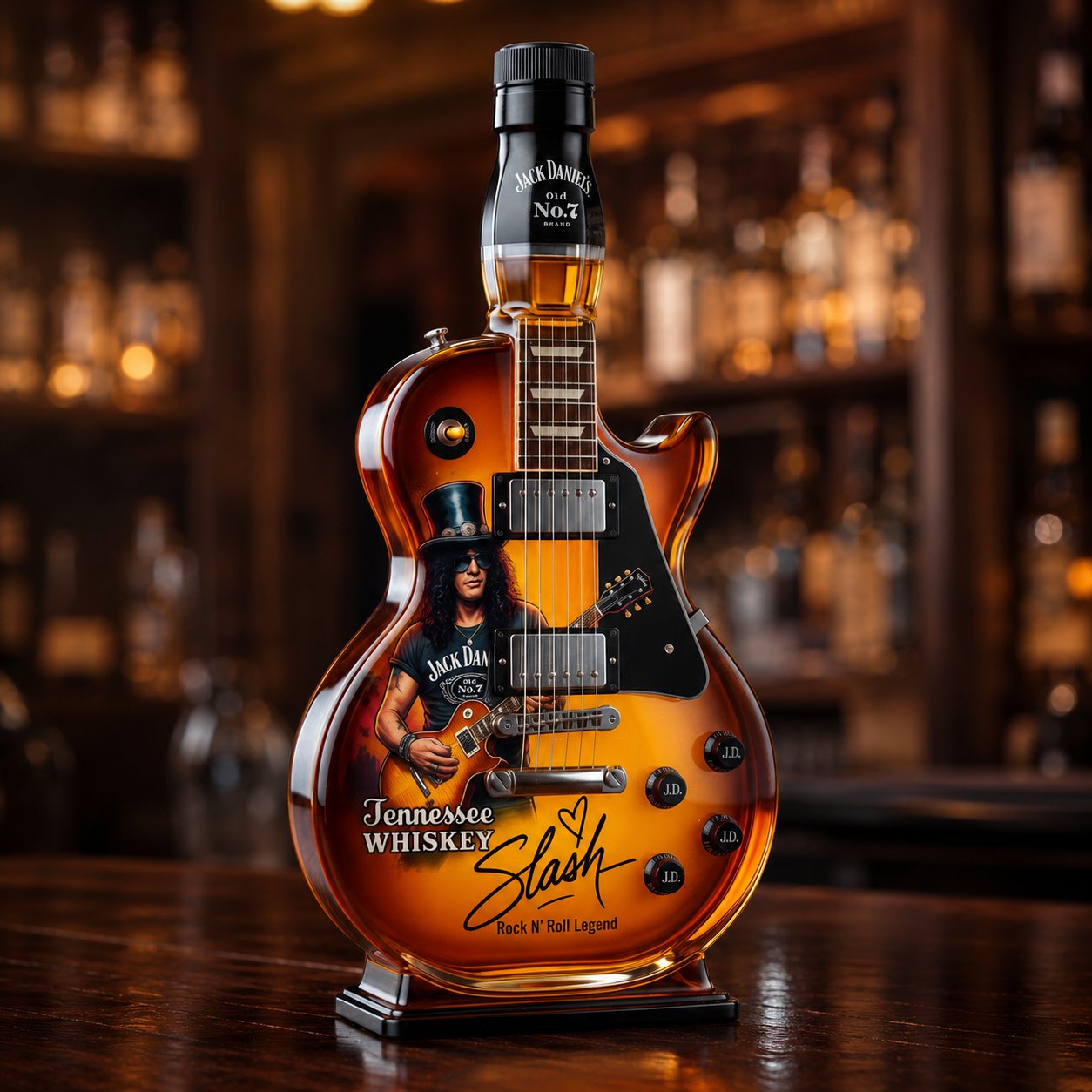 👨‍🎤🤘Appetite for Rock: Vintage Sunburst Guitar Figurine Spirit Bottle🎸✨