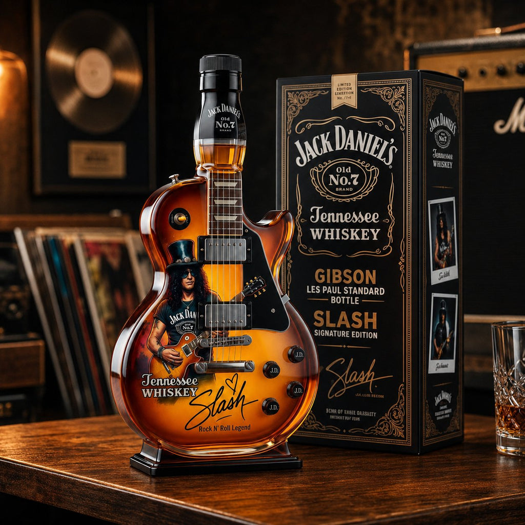 👨‍🎤🤘Appetite for Rock: Vintage Sunburst Guitar Figurine Spirit Bottle🎸✨