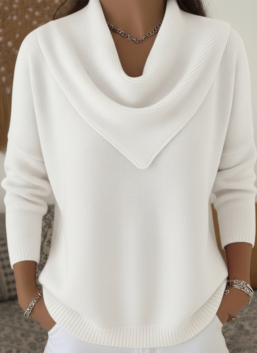 CLEARANCE SALE🔥Women's Retro Soft Triangle Neck Solid Color Sweater Top