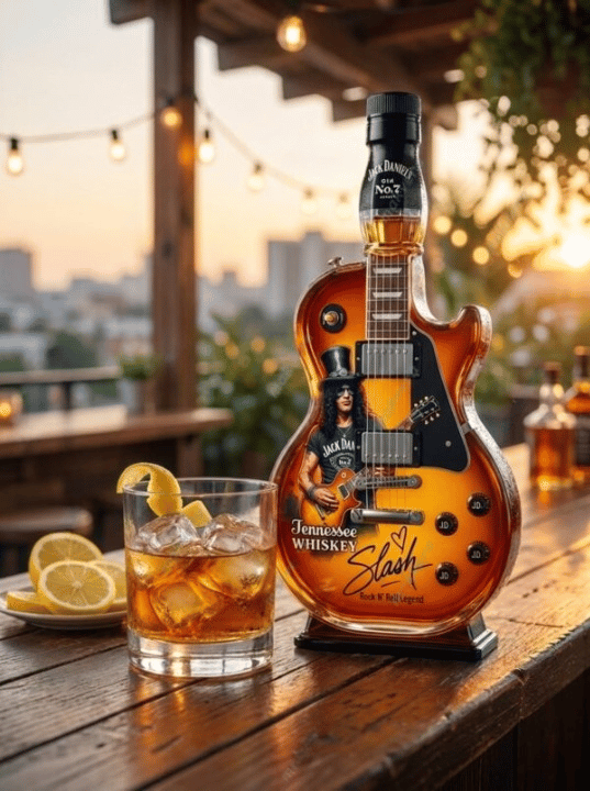 👨‍🎤🤘Appetite for Rock: Vintage Sunburst Guitar Figurine Spirit Bottle🎸✨