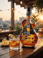 👨‍🎤🤘Appetite for Rock: Vintage Sunburst Guitar Figurine Spirit Bottle🎸✨