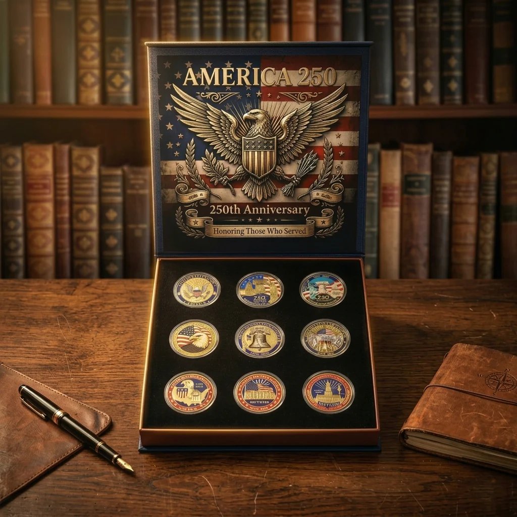 🔥LAST DAY 49% OFF✨9PCS USA 250th Anniversary Commemorative Coin Gift Set
