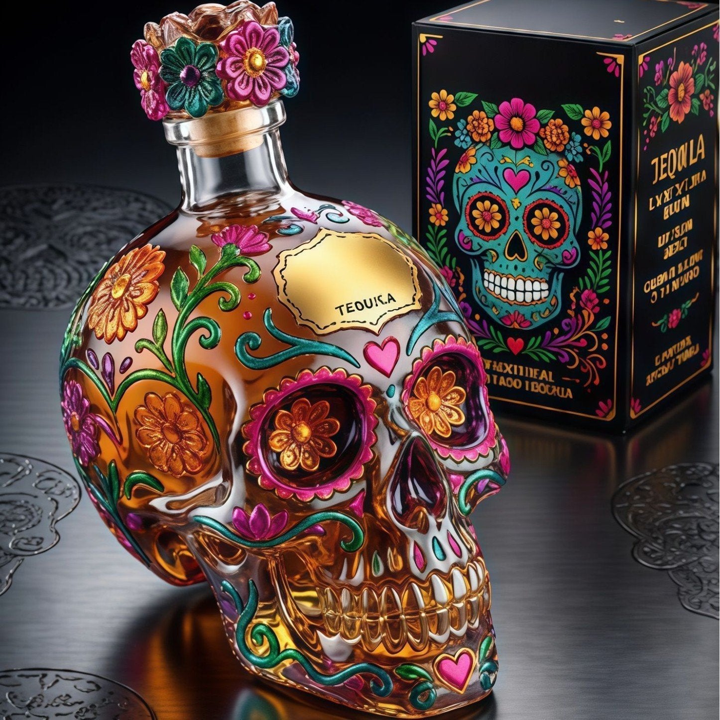 🔥🍷Limited edition Day of the Dead tequila bottle🎁