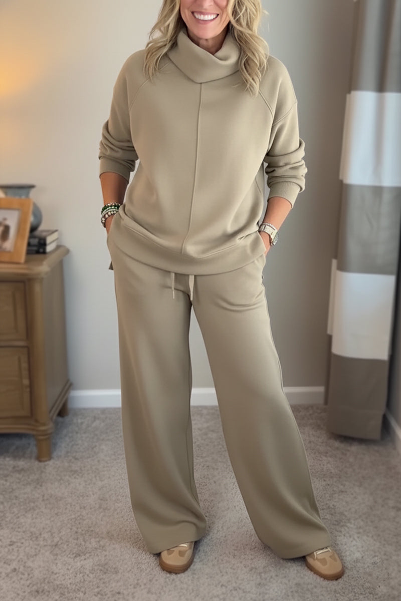 New Arrivals🔥 Cozy Travel Cowl Neck Sweatshirt and Pant 2 Piece Sets