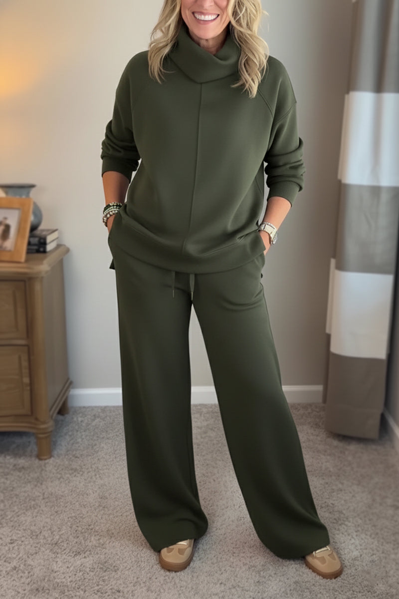 New Arrivals🔥 Cozy Travel Cowl Neck Sweatshirt and Pant 2 Piece Sets