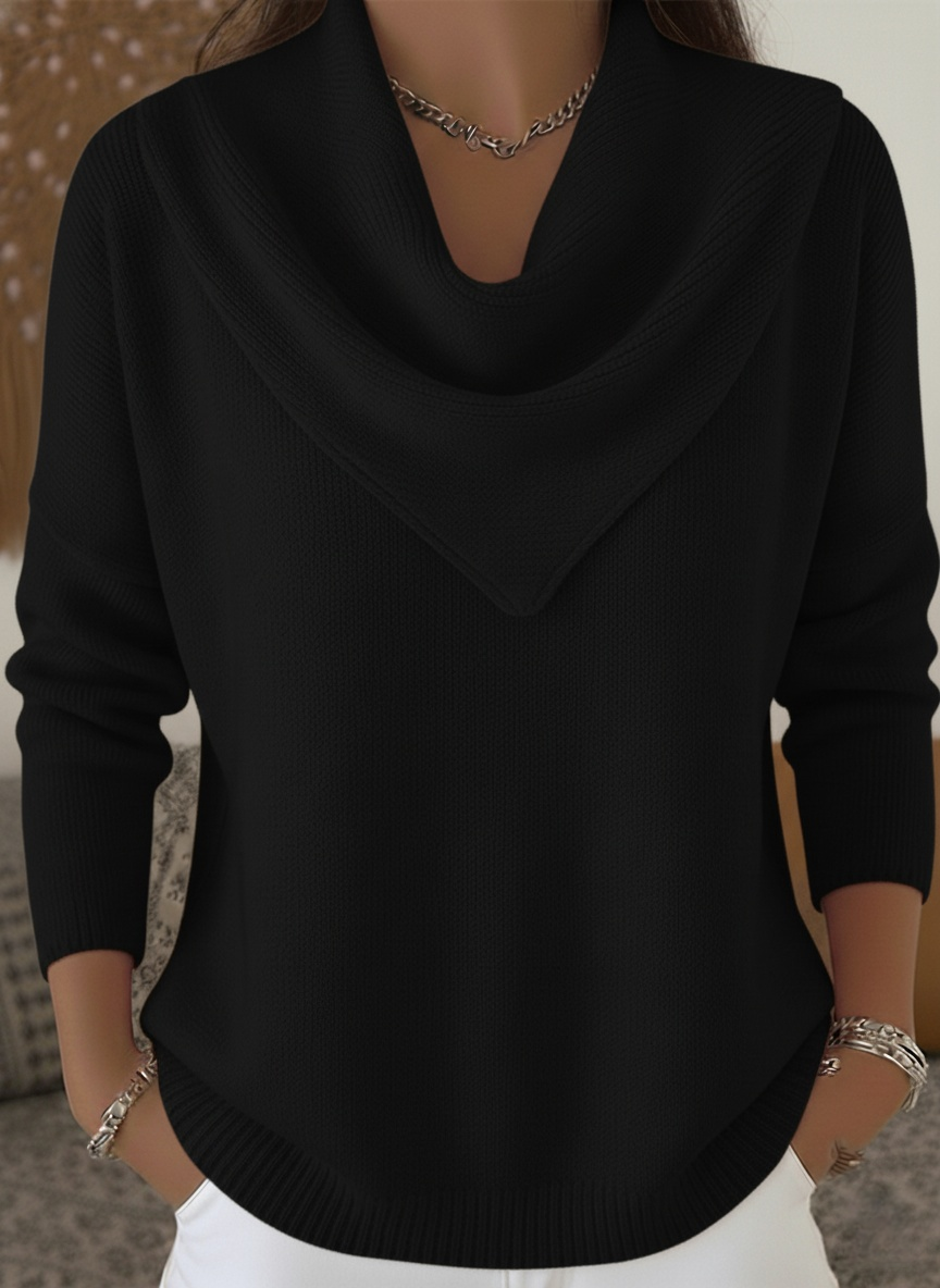 CLEARANCE SALE🔥Women's Retro Soft Triangle Neck Solid Color Sweater Top
