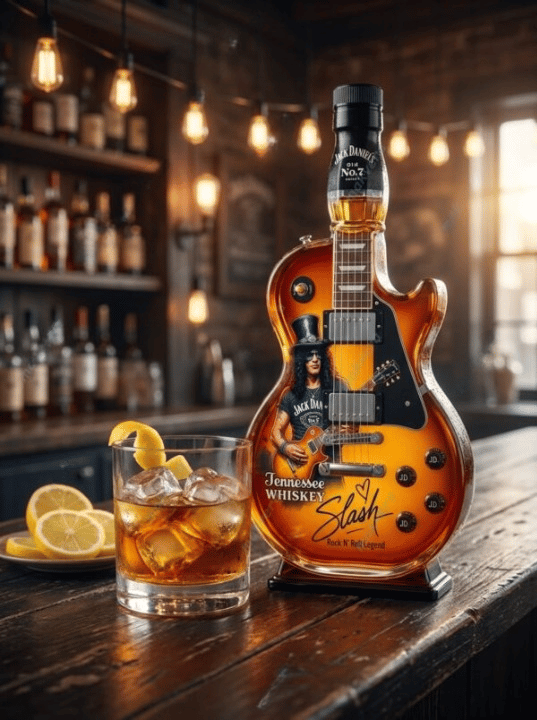 👨‍🎤🤘Appetite for Rock: Vintage Sunburst Guitar Figurine Spirit Bottle🎸✨