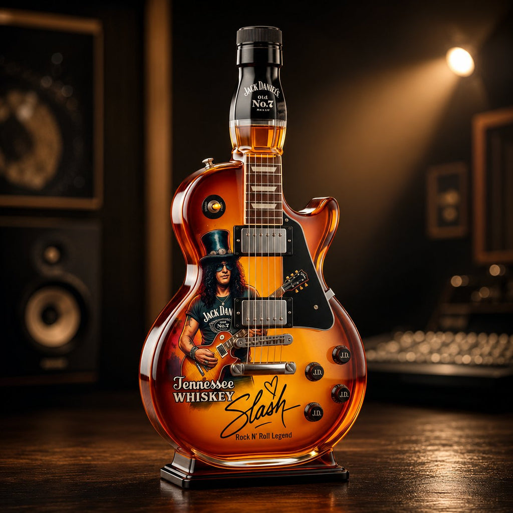 👨‍🎤🤘Appetite for Rock: Vintage Sunburst Guitar Figurine Spirit Bottle🎸✨