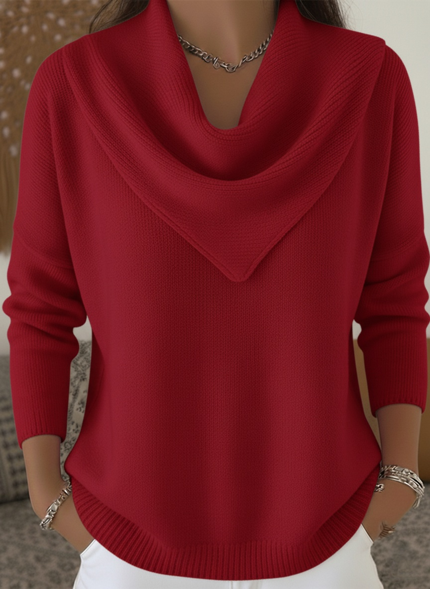 CLEARANCE SALE🔥Women's Retro Soft Triangle Neck Solid Color Sweater Top
