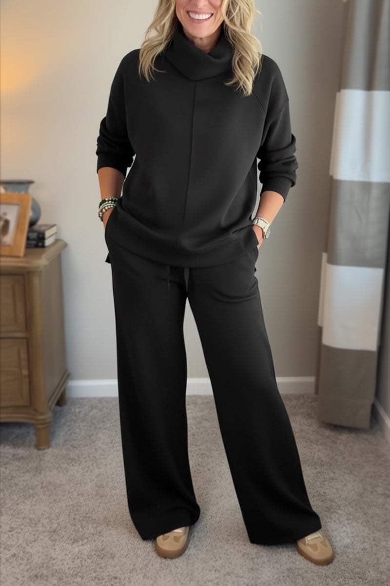 New Arrivals🔥 Cozy Travel Cowl Neck Sweatshirt and Pant 2 Piece Sets