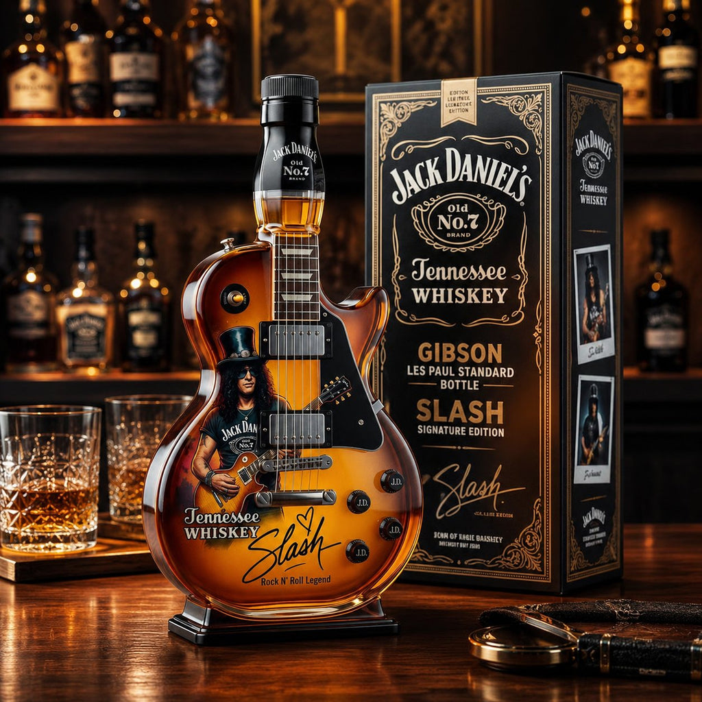 👨‍🎤🤘Appetite for Rock: Vintage Sunburst Guitar Figurine Spirit Bottle🎸✨