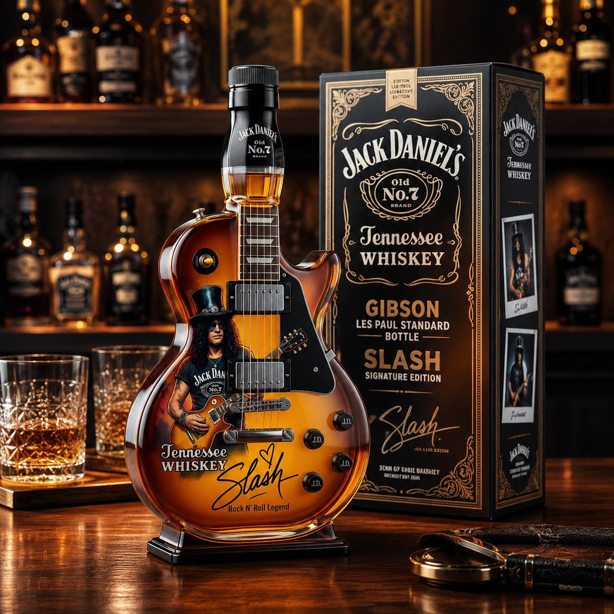 👨‍🎤🤘Appetite for Rock: Vintage Sunburst Guitar Figurine Spirit Bottle🎸✨