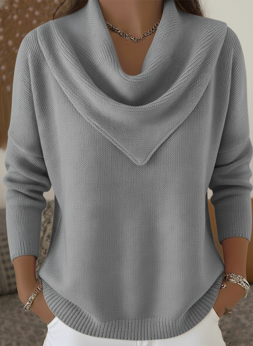 CLEARANCE SALE🔥Women's Retro Soft Triangle Neck Solid Color Sweater Top
