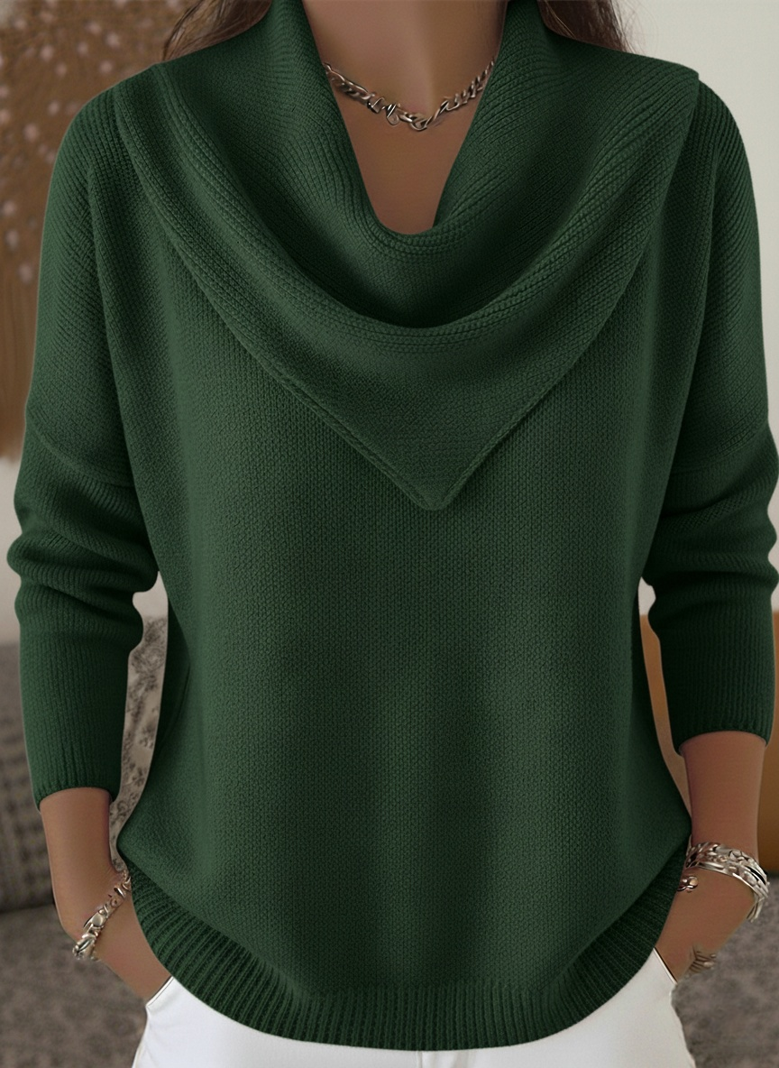 CLEARANCE SALE🔥Women's Retro Soft Triangle Neck Solid Color Sweater Top