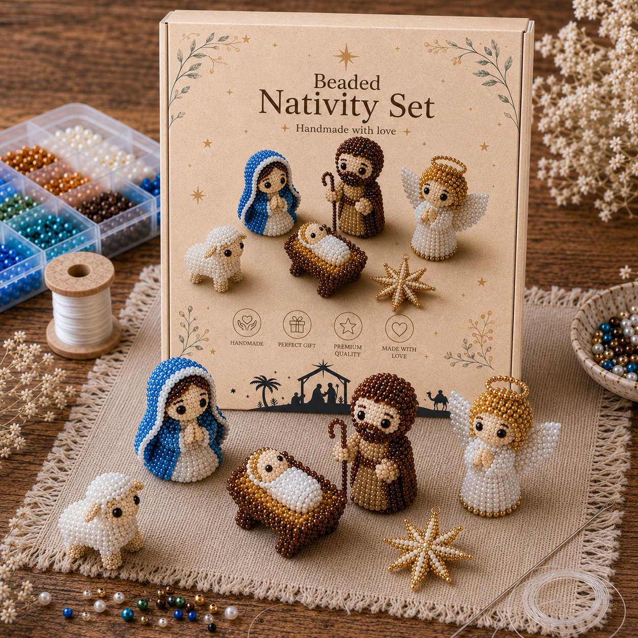 🔥Last Day 49% OFF - 🧵✝️DIY Nativity Scene Beading Kit