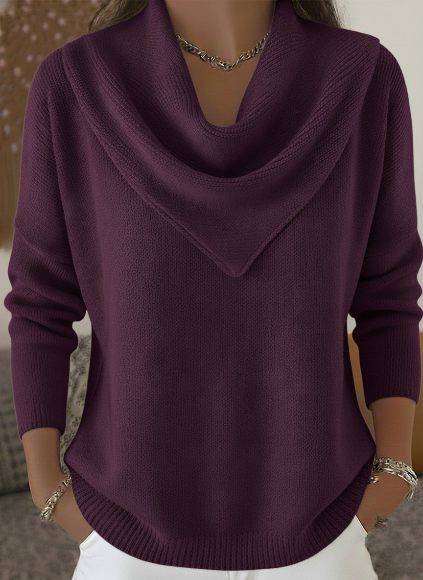 CLEARANCE SALE🔥Women's Retro Soft Triangle Neck Solid Color Sweater Top