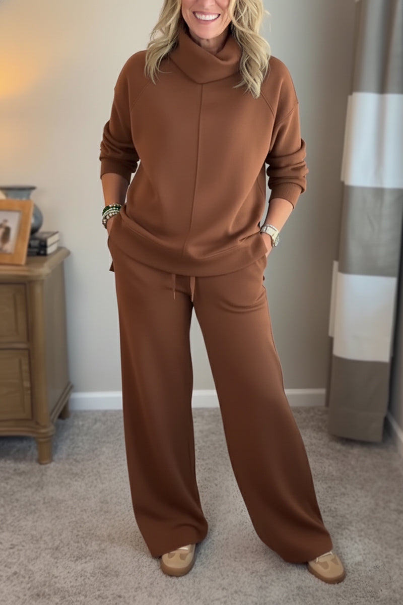New Arrivals🔥 Cozy Travel Cowl Neck Sweatshirt and Pant 2 Piece Sets