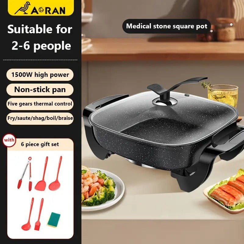 non stick ceramic electric pot glass lid aluminum body - Temu