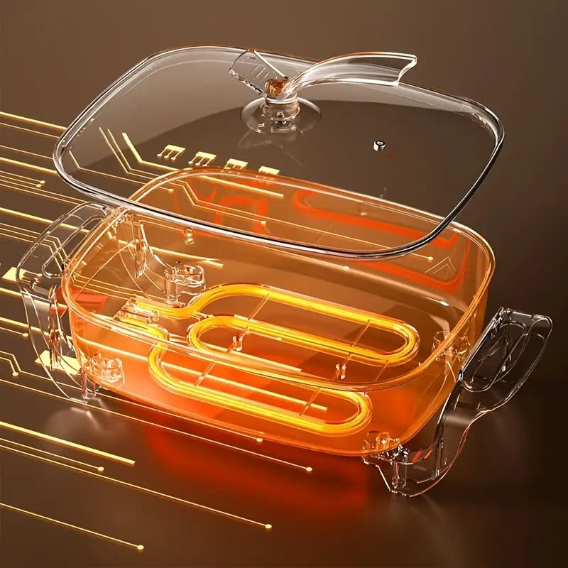 non stick ceramic electric pot glass lid aluminum body - Temu